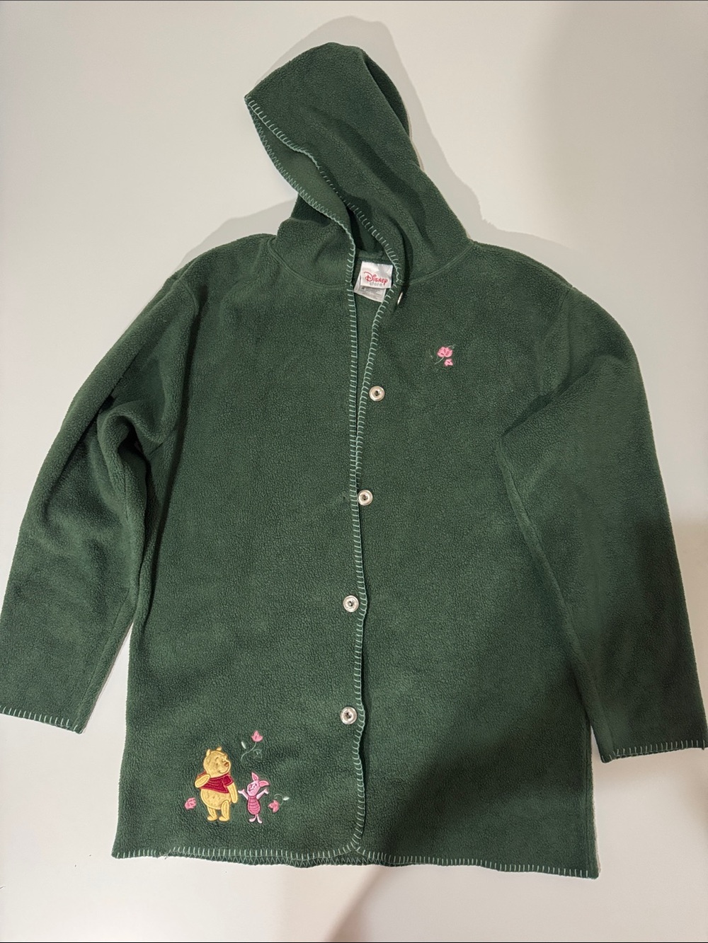 Disney Green Hooded Fleece Jacket with Winnie the Pooh Embroidery